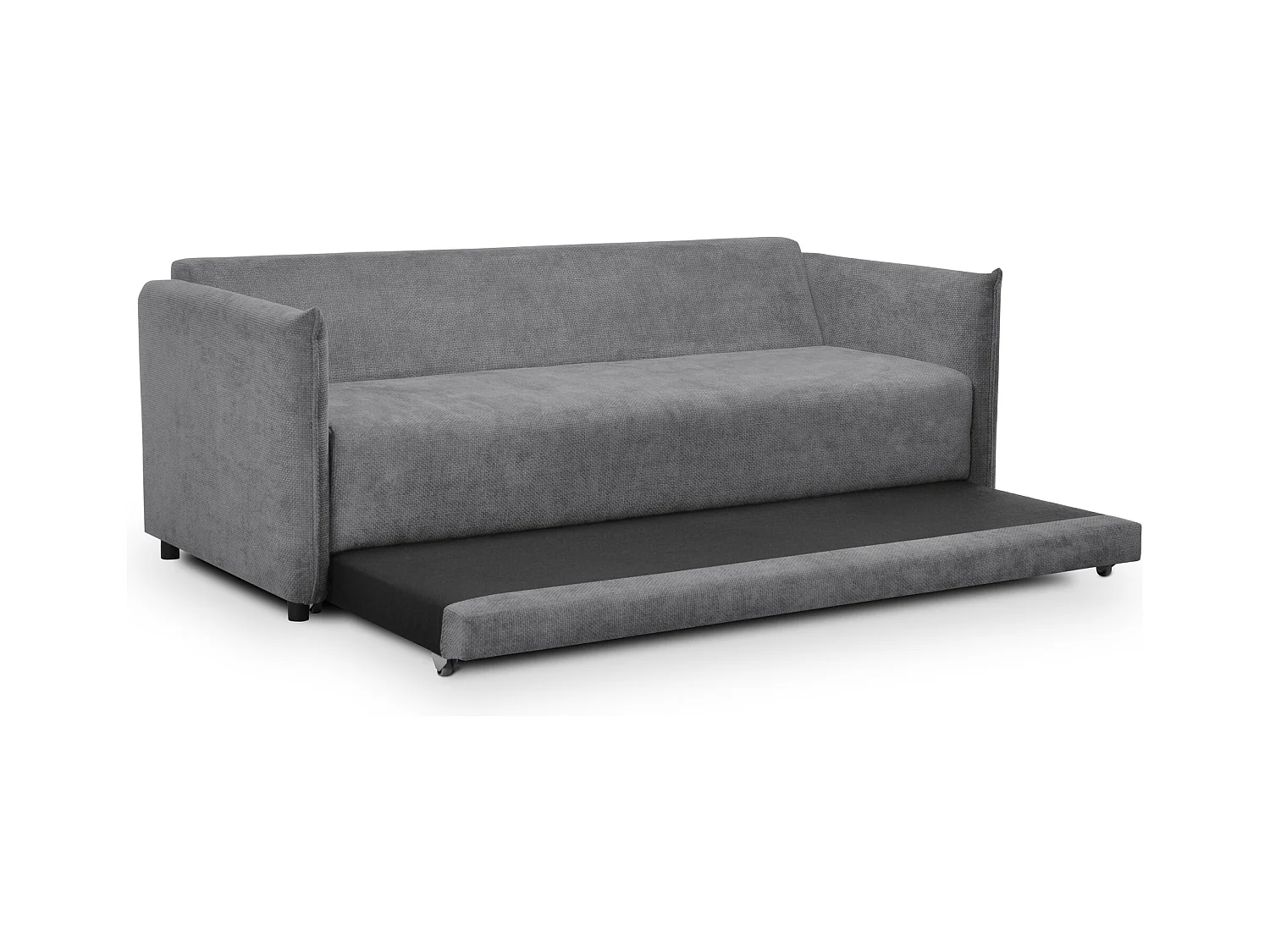 Canapé 3 places convertible en tissu chenille - gris - PIKO