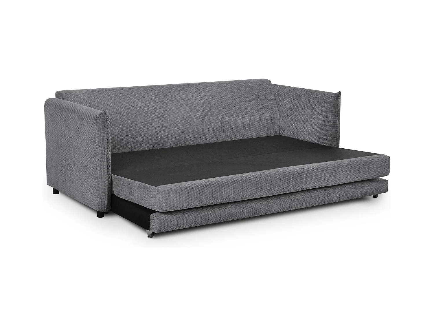 Canapé 3 places convertible en tissu chenille - gris - PIKO