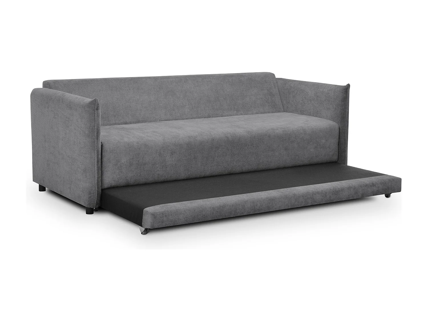 Canapé 3 places convertible en tissu chenille - gris - PIKO