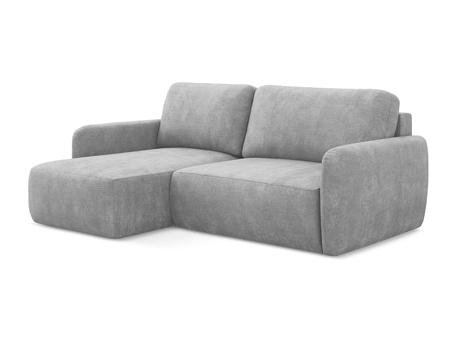 Canapé d’angle 2 places gauche convertible en tissu chenille - gris clair - LILO