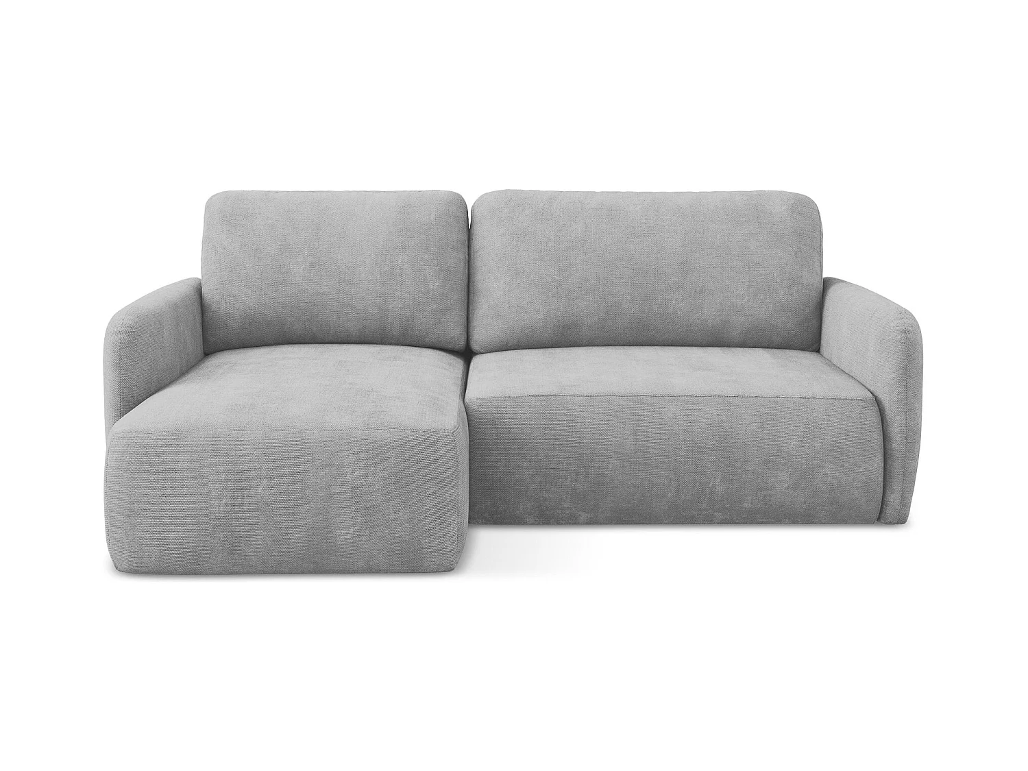 Canapé d’angle 2 places gauche convertible en tissu chenille - gris clair - LILO