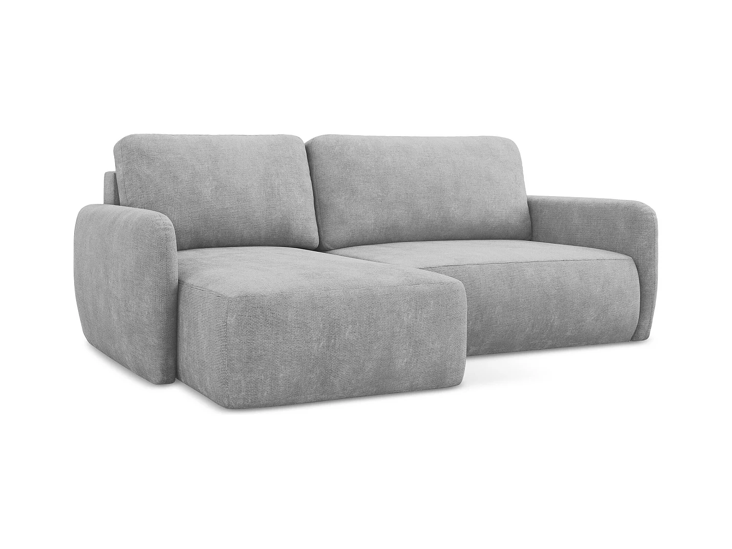 Canapé d’angle 2 places gauche convertible en tissu chenille - gris clair - LILO