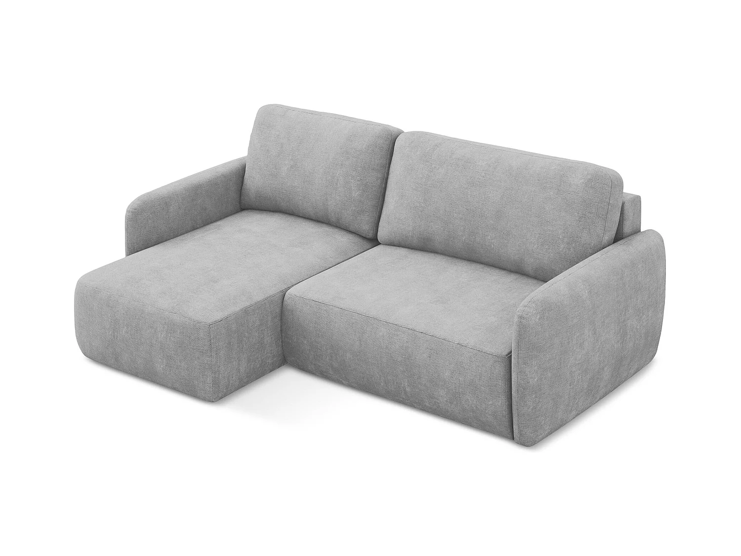 Canapé d’angle 2 places gauche convertible en tissu chenille - gris clair - LILO