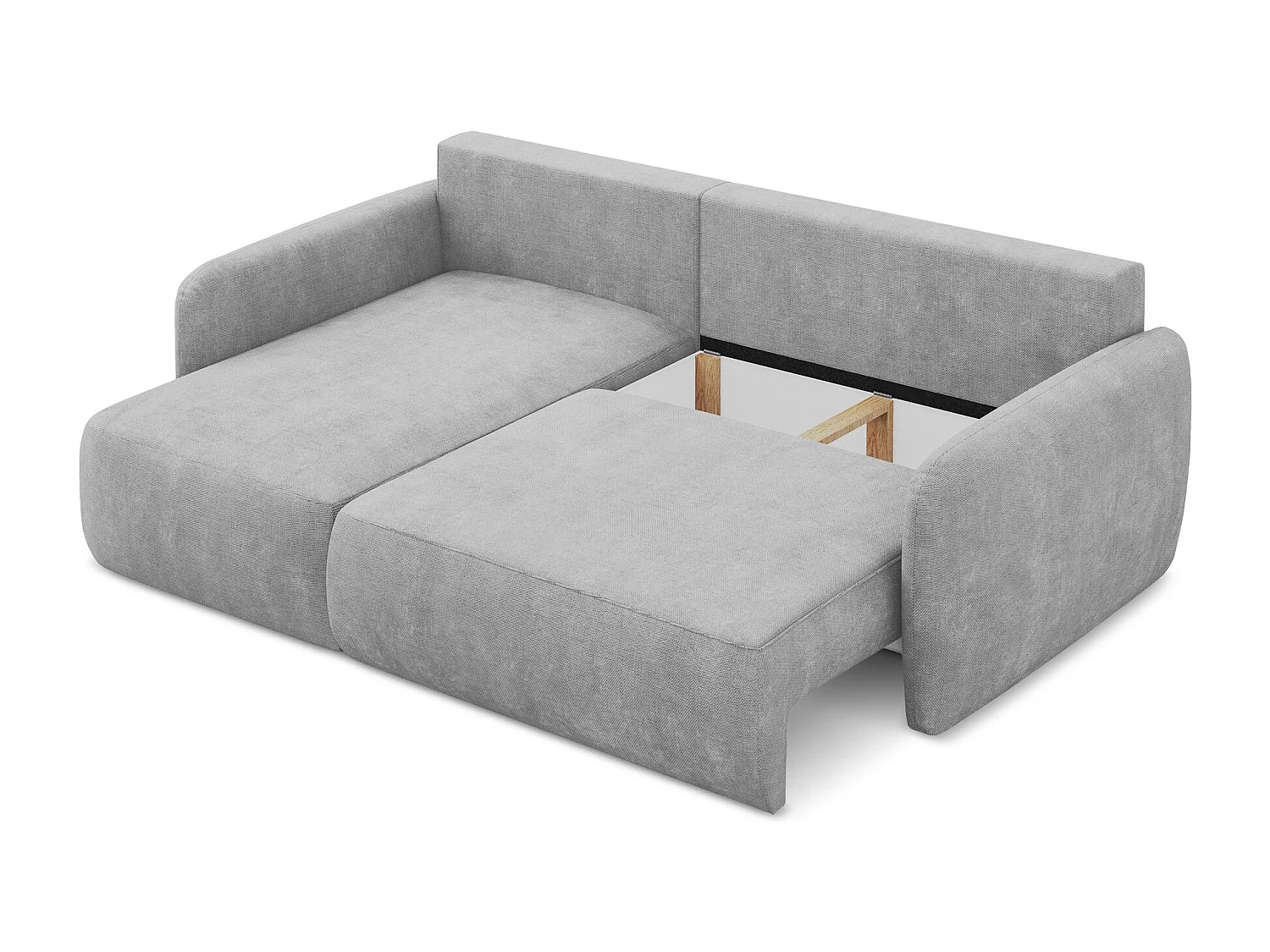 Canapé d’angle 2 places gauche convertible en tissu chenille - gris clair - LILO