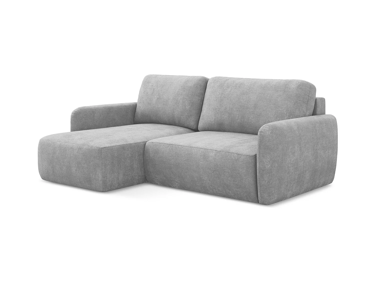 2-Sitzer Ecksofa mit Schlaffunktion - Ecke Links - Chenille - Hellgrau - LILO