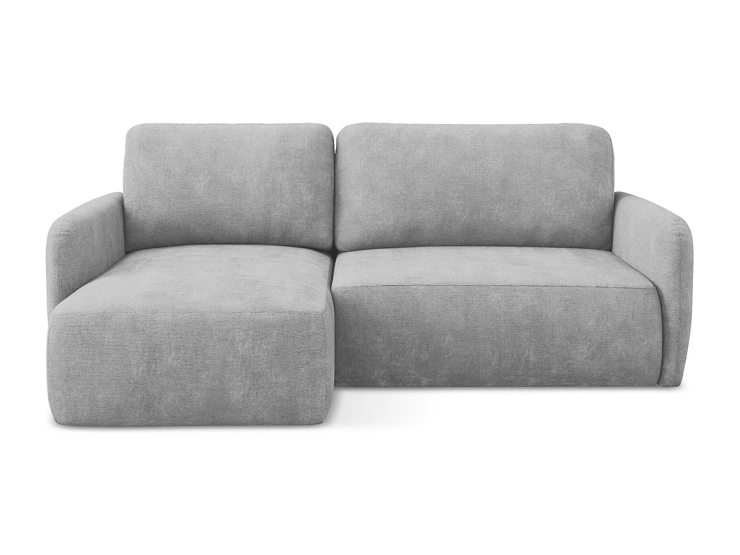 Canapé d’angle 2 places gauche convertible en tissu chenille - gris clair - LILO