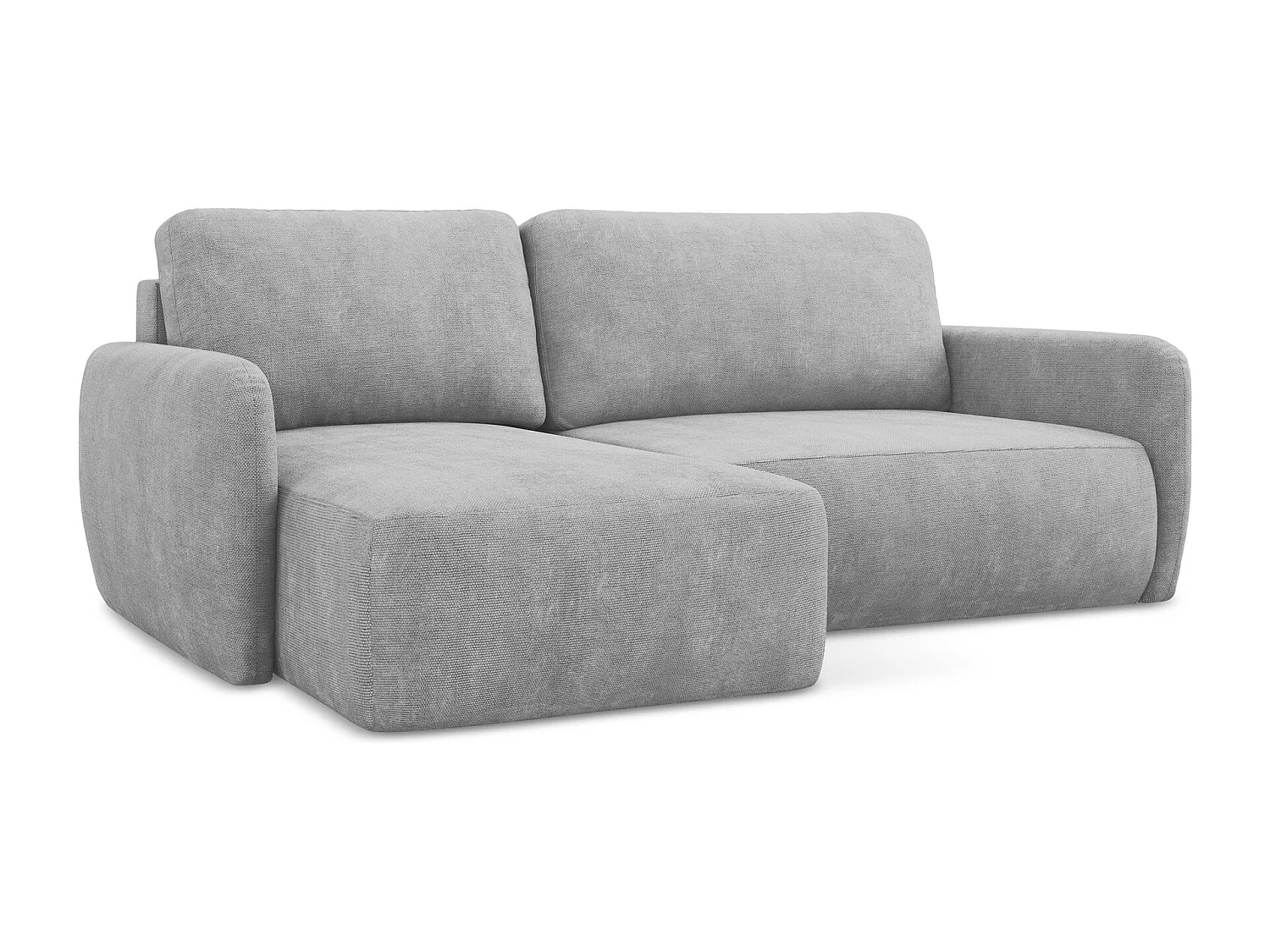 Canapé d’angle 2 places gauche convertible en tissu chenille - gris clair - LILO