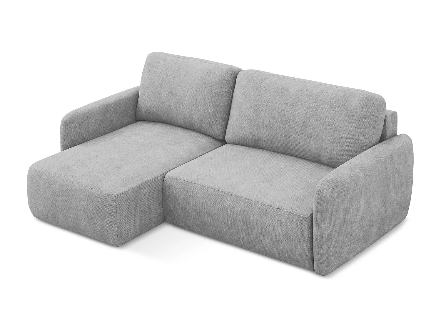 Canapé d’angle 2 places gauche convertible en tissu chenille - gris clair - LILO