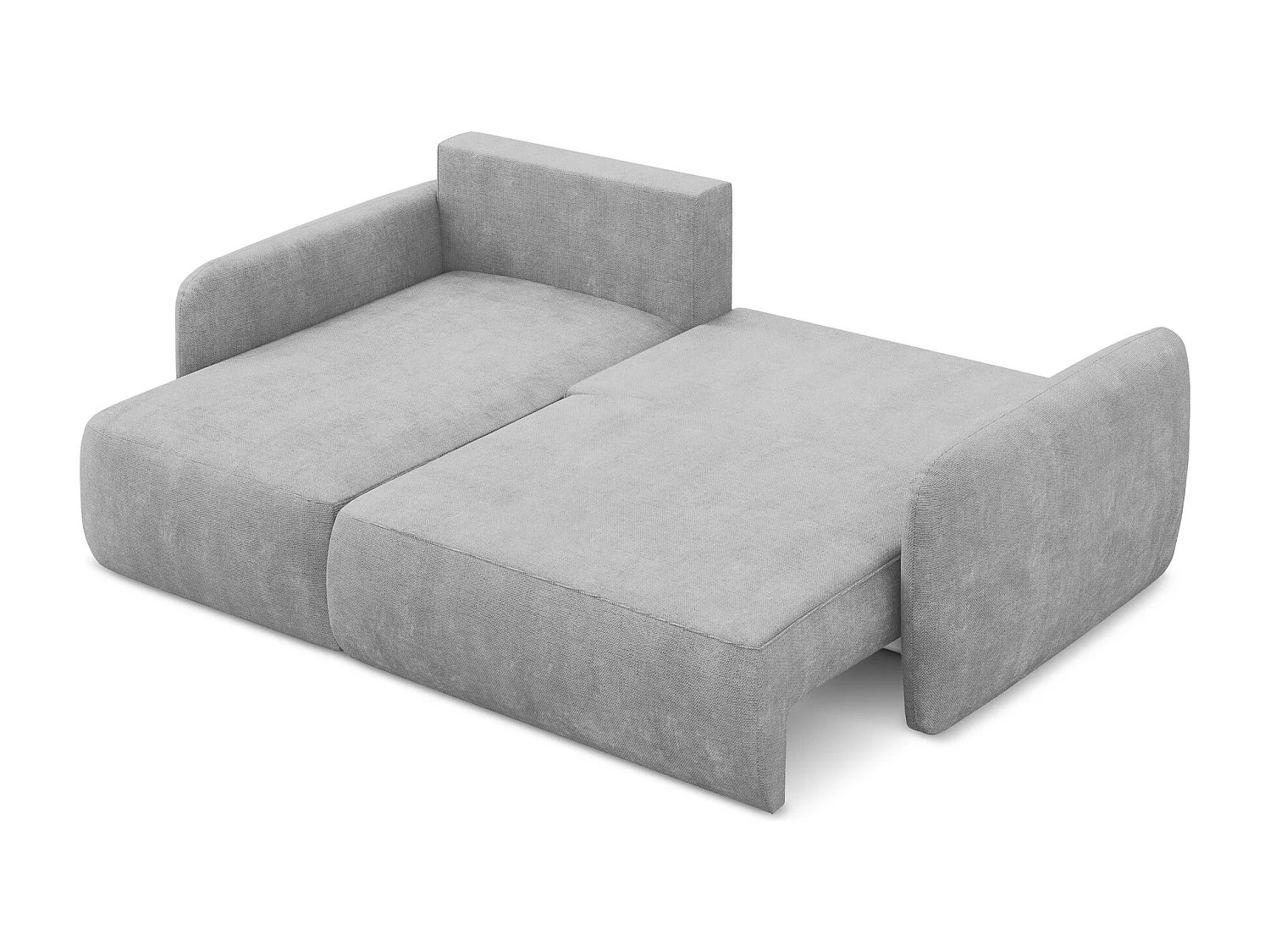 Canapé d’angle 2 places gauche convertible en tissu chenille - gris clair - LILO