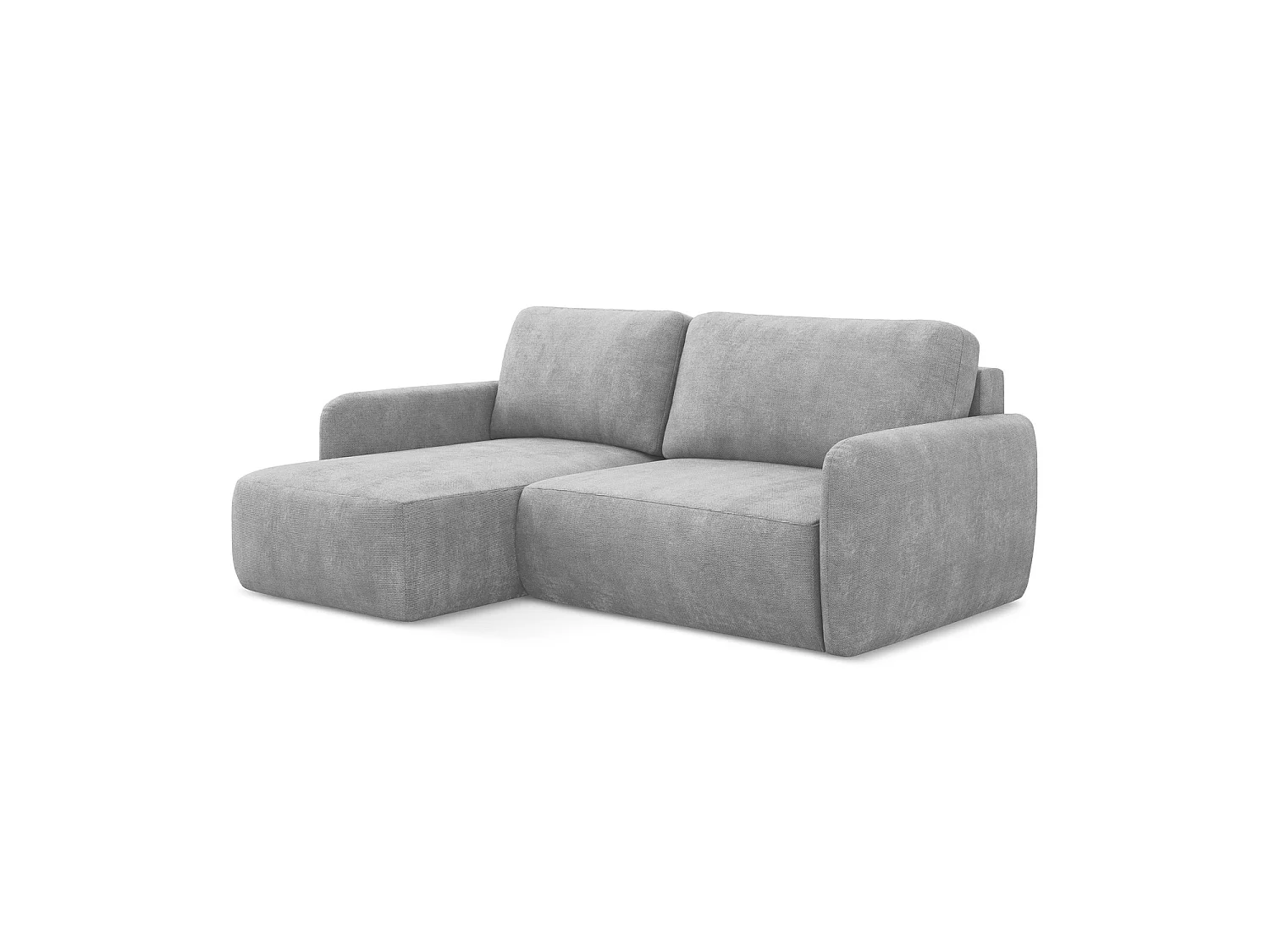 Canapé d’angle 2 places gauche convertible en tissu chenille - gris clair - CORLE