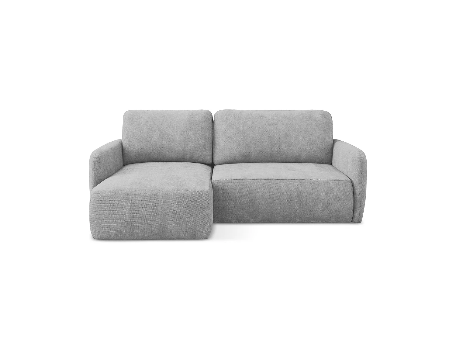 Canapé d’angle 2 places gauche convertible en tissu chenille - gris clair - CORLE