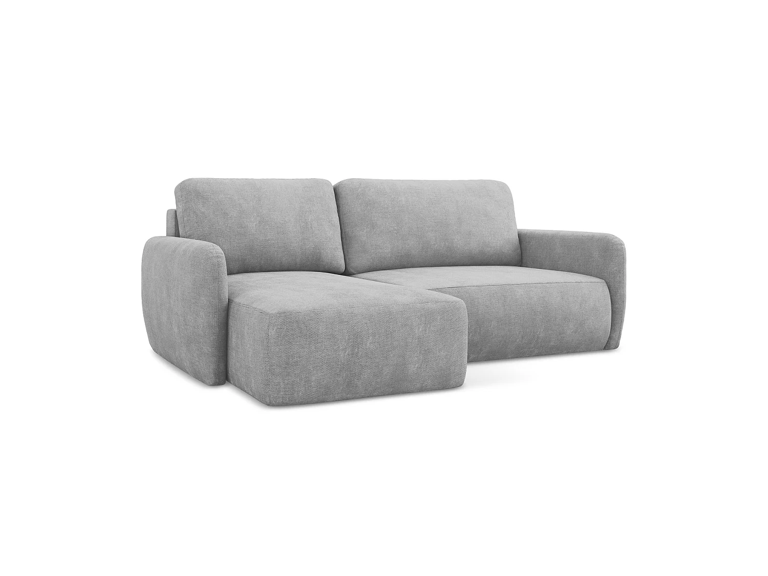 Canapé d’angle 2 places gauche convertible en tissu chenille - gris clair - CORLE
