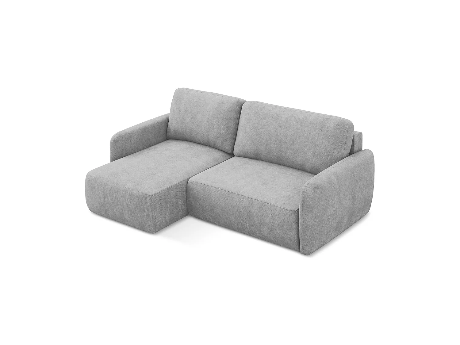 Canapé d’angle 2 places gauche convertible en tissu chenille - gris clair - CORLE