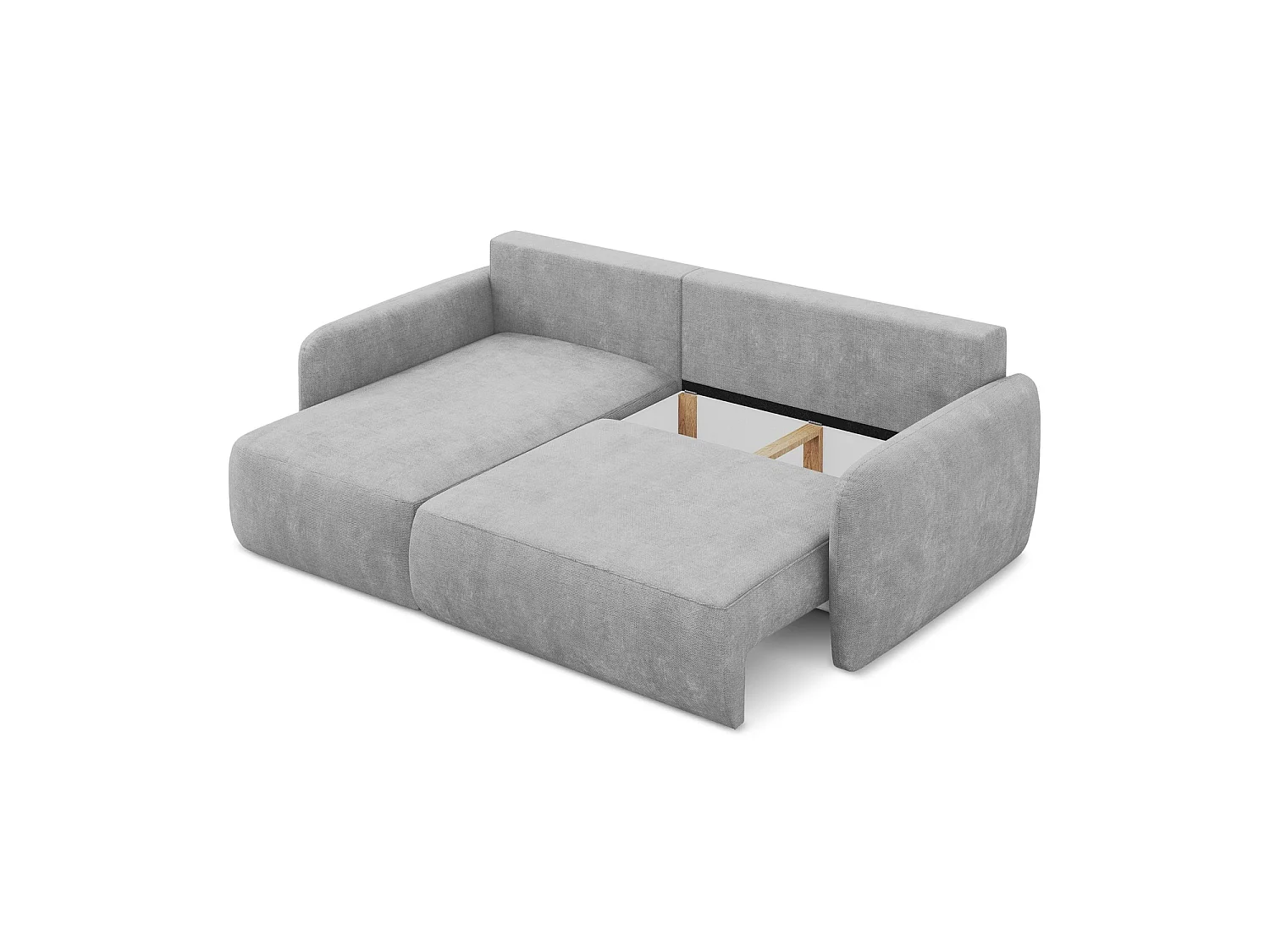 Canapé d’angle 2 places gauche convertible en tissu chenille - gris clair - CORLE