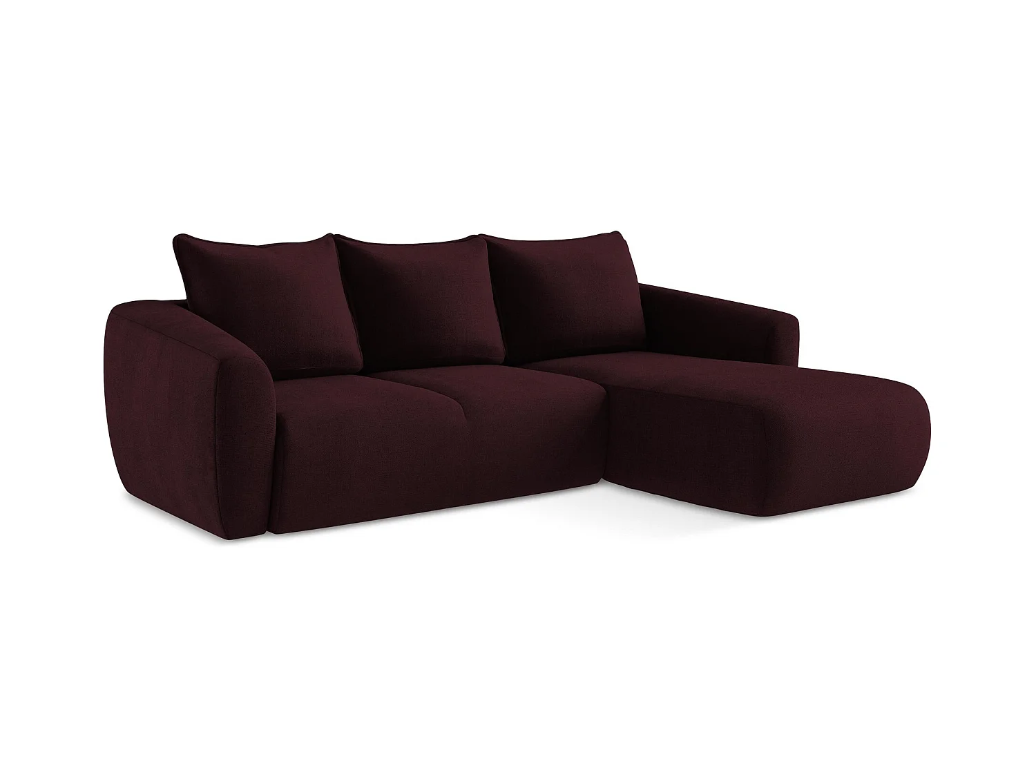 Ecksofa mit Schlaffunktion - Ecke Rechts - Strukturstoff - Rotwein - GUAVA