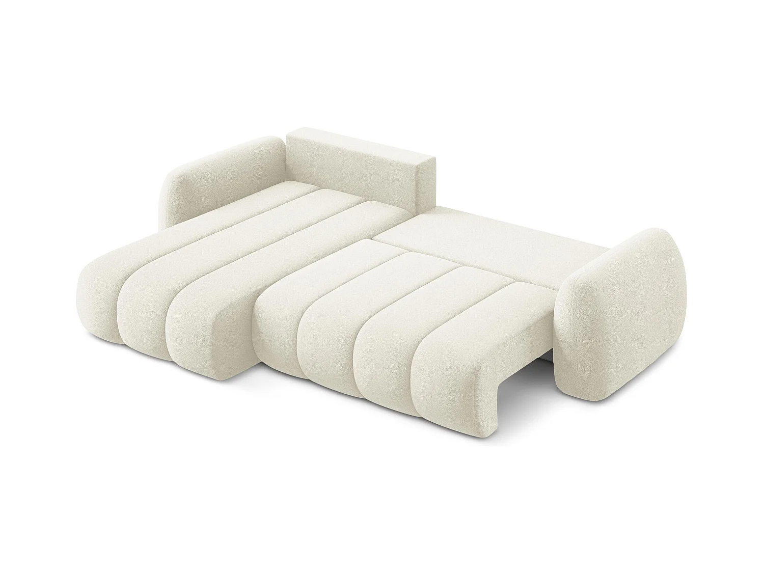 Canapé d’angle 3 places gauche convertible en tissu bouclette - beige clair - PELE