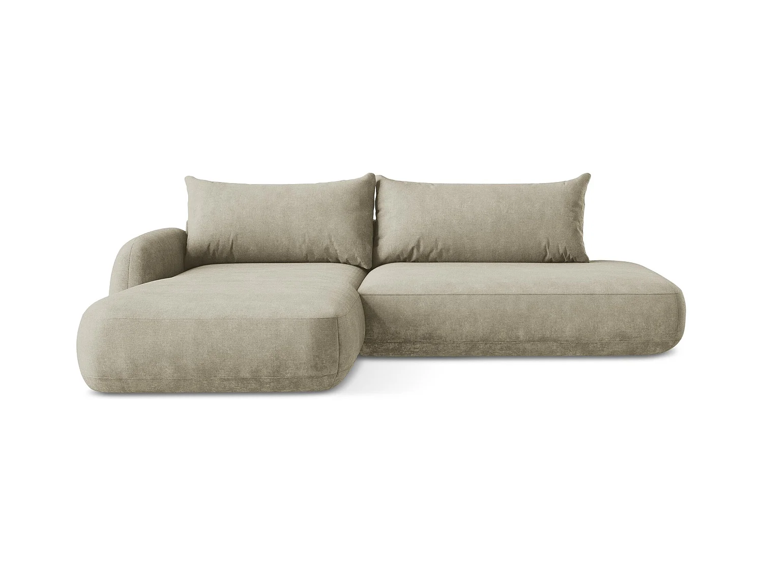 Canapé d’angle 3 places gauche convertible en tissu chenille - beige - HALE