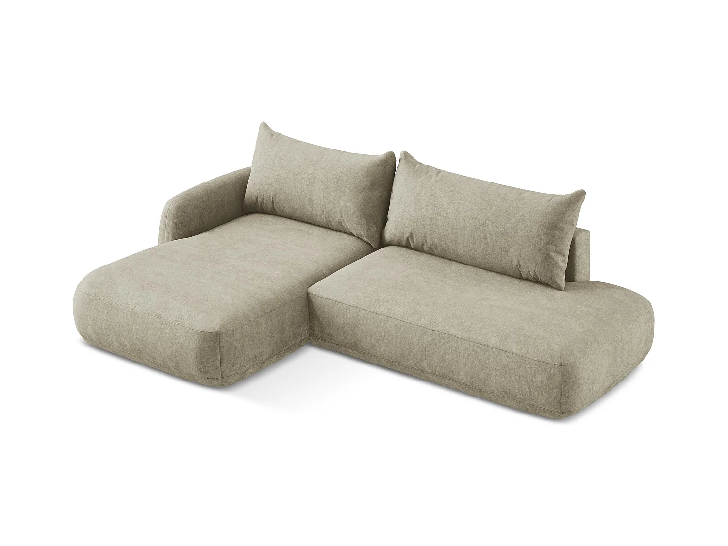 Canapé d’angle 3 places gauche convertible en tissu chenille - beige - HALE