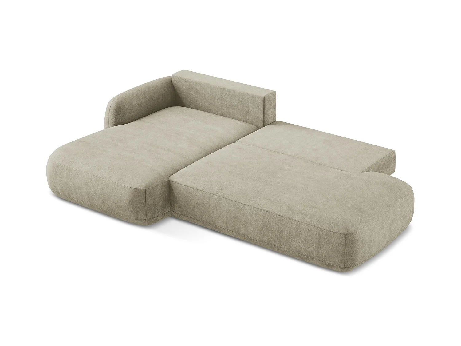 Canapé d’angle 3 places gauche convertible en tissu chenille - beige - HALE