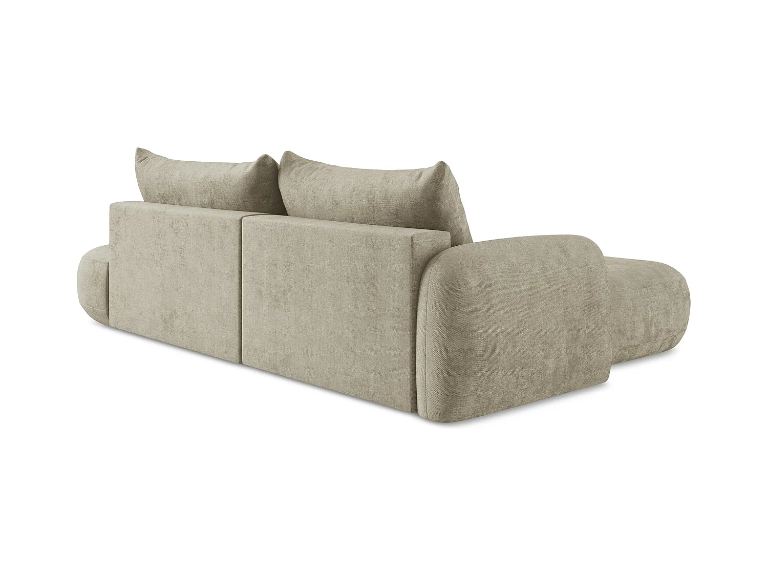 Canapé d’angle 3 places gauche convertible en tissu chenille - beige - HALE