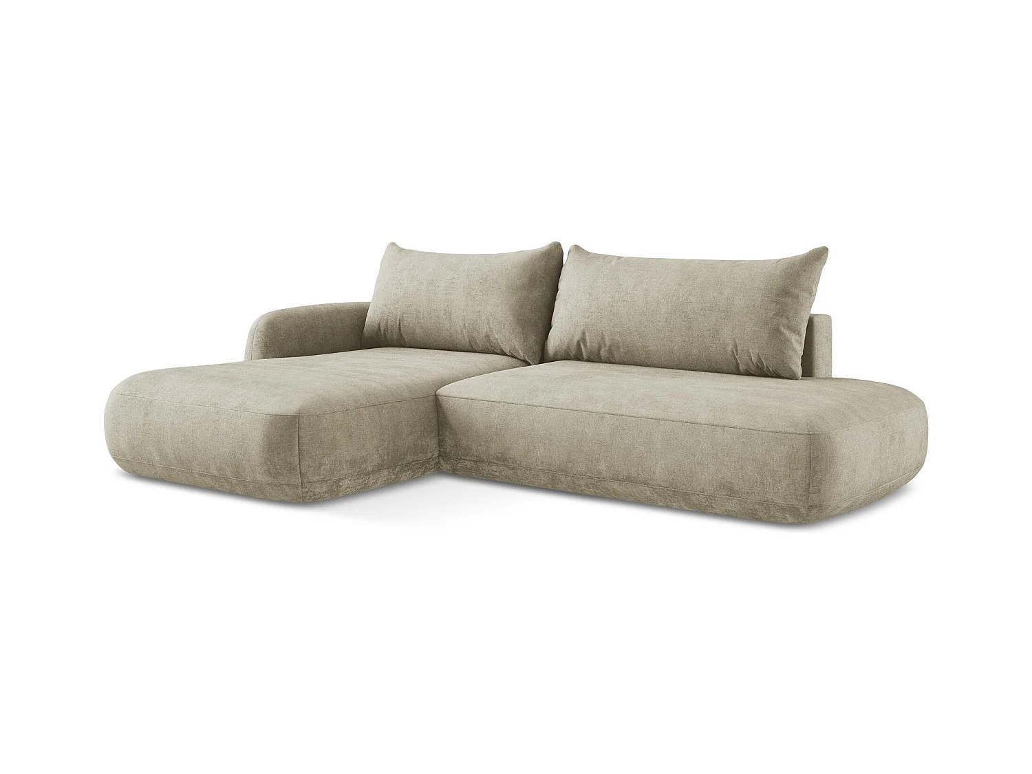 Canapé d’angle 3 places gauche convertible en tissu chenille - beige - HALE