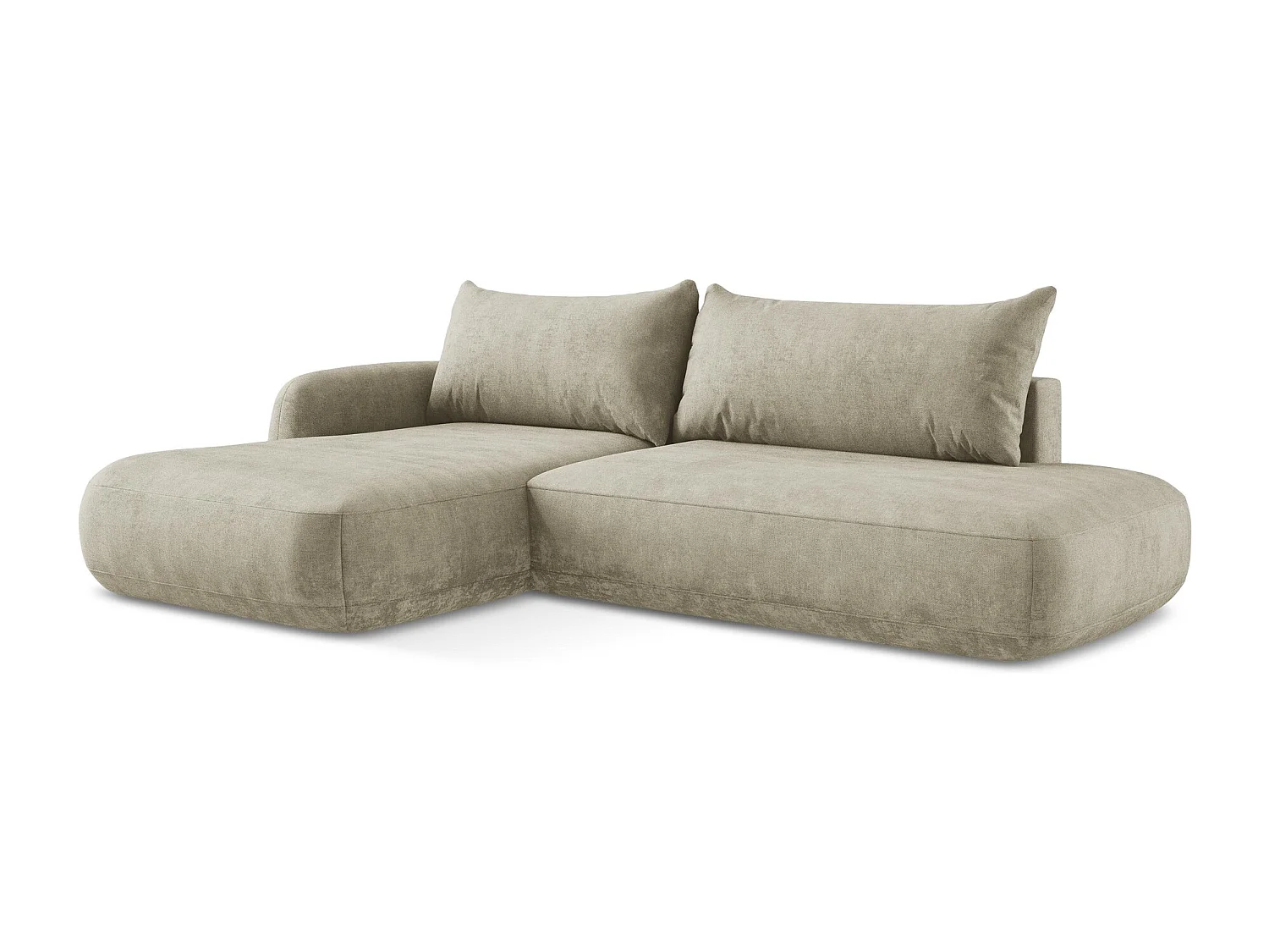 Canapé d’angle 3 places gauche convertible en tissu chenille - beige - HALE