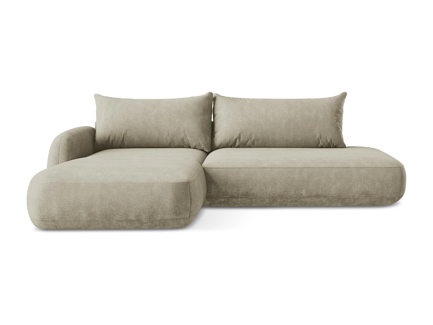 Canapé d’angle 3 places gauche convertible en tissu chenille - beige - HALE