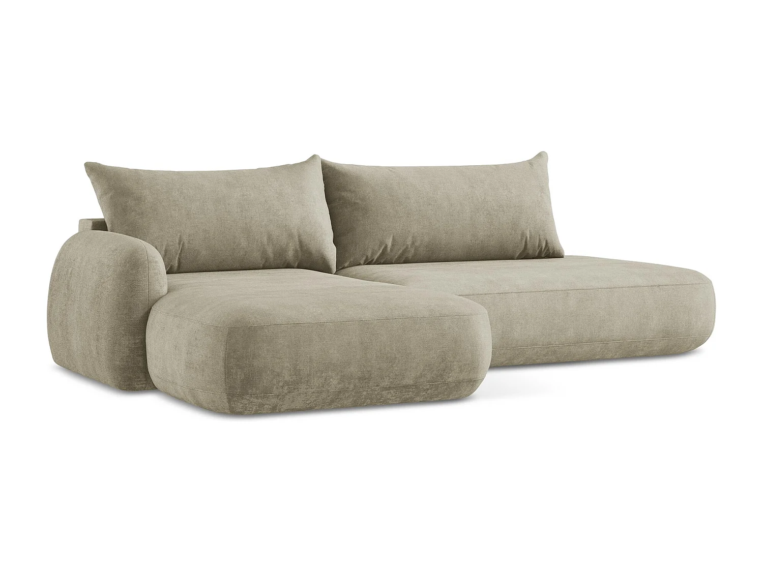 Canapé d’angle 3 places gauche convertible en tissu chenille - beige - HALE