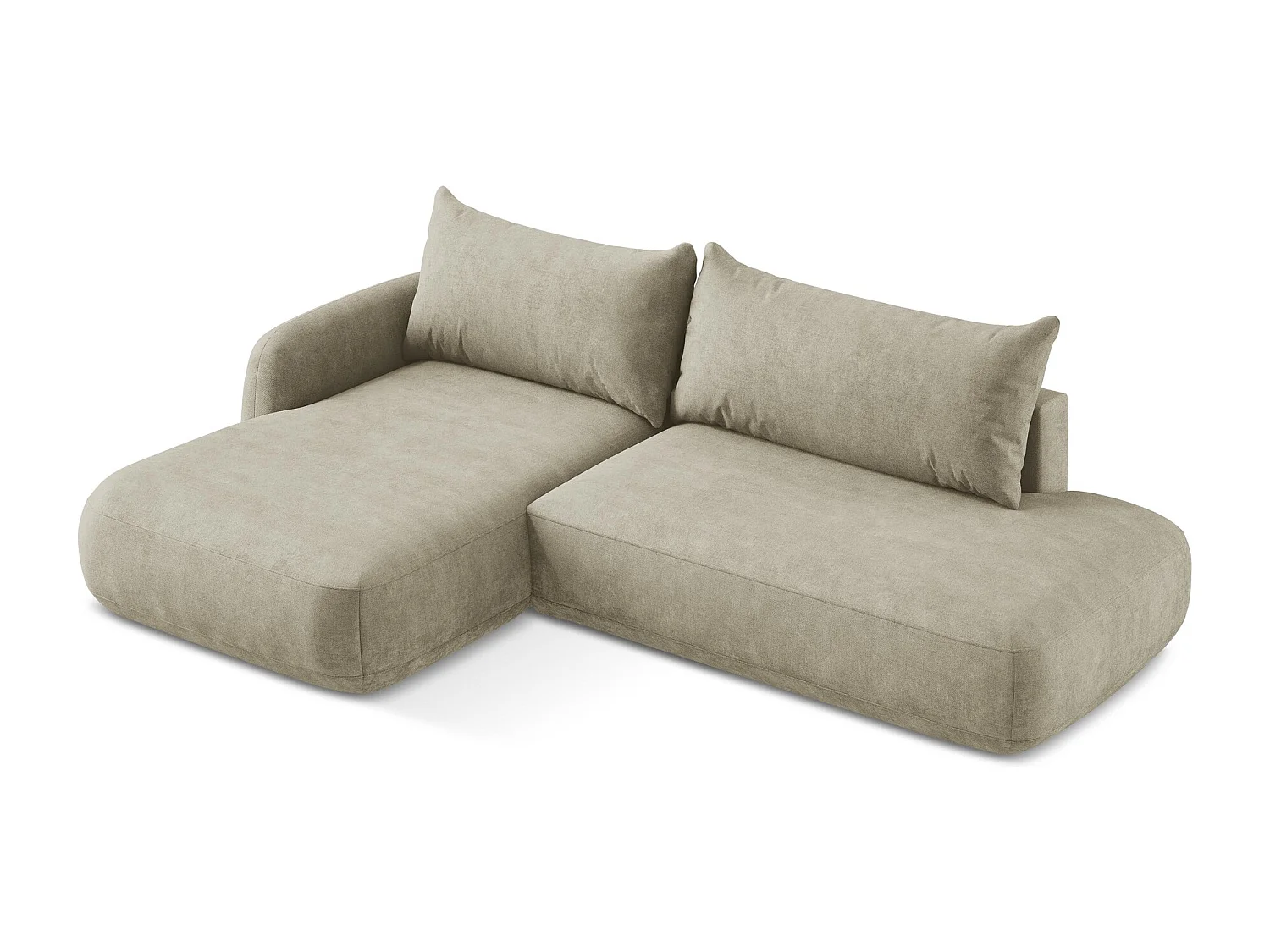 Canapé d’angle 3 places gauche convertible en tissu chenille - beige - HALE