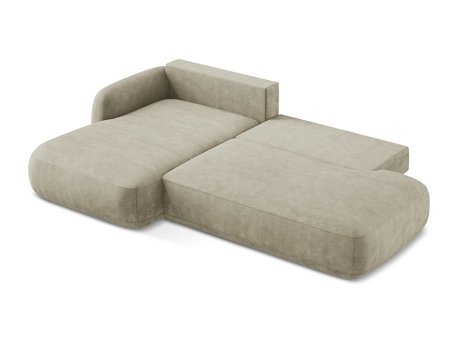 Canapé d’angle 3 places gauche convertible en tissu chenille - beige - HALE