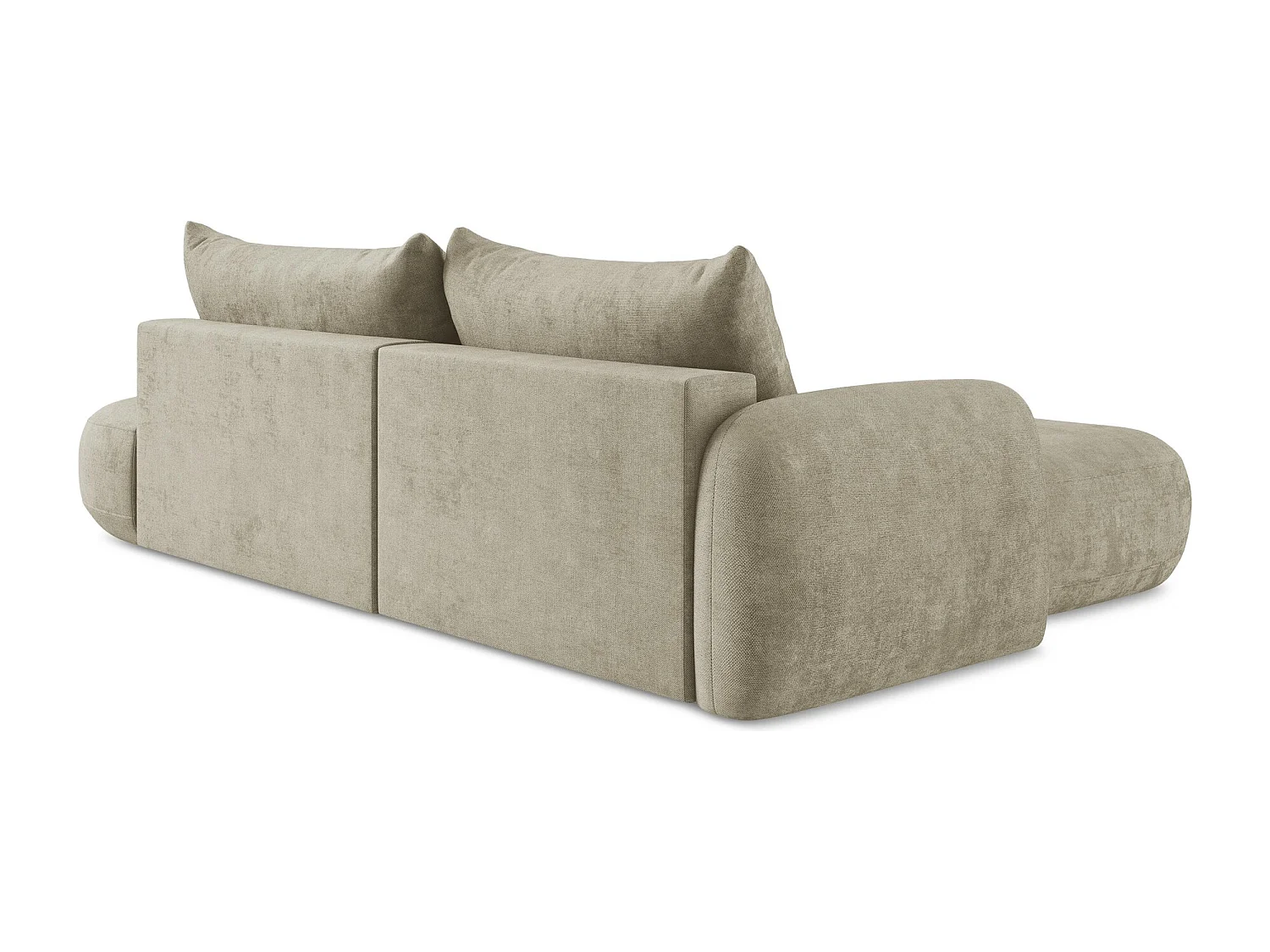 Canapé d’angle 3 places gauche convertible en tissu chenille - beige - HALE