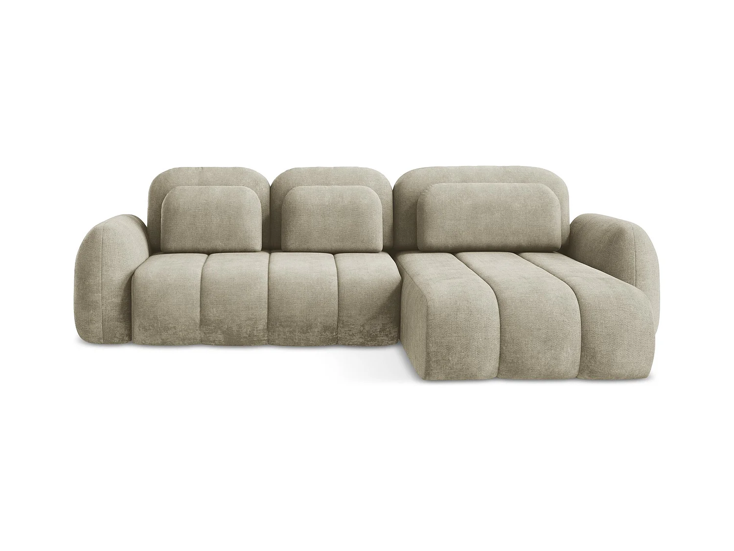 Canapé d'angle droit convertible en tissu chenille - beige - PELE