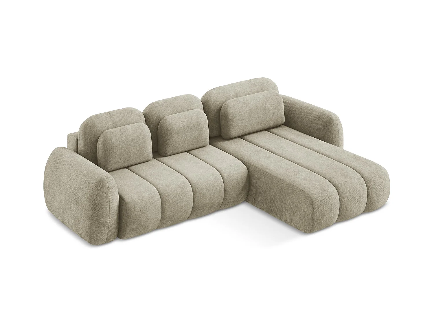 Canapé d'angle droit convertible en tissu chenille - beige - PELE