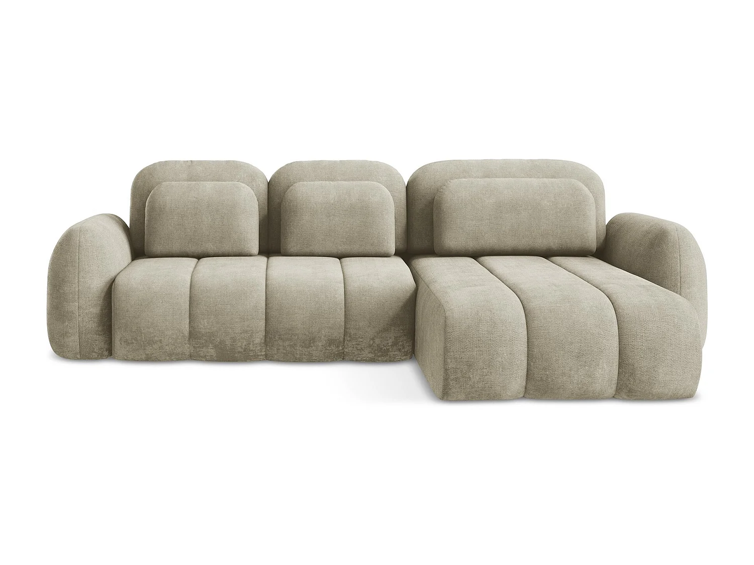 Canapé d'angle droit convertible en tissu chenille - beige - PELE