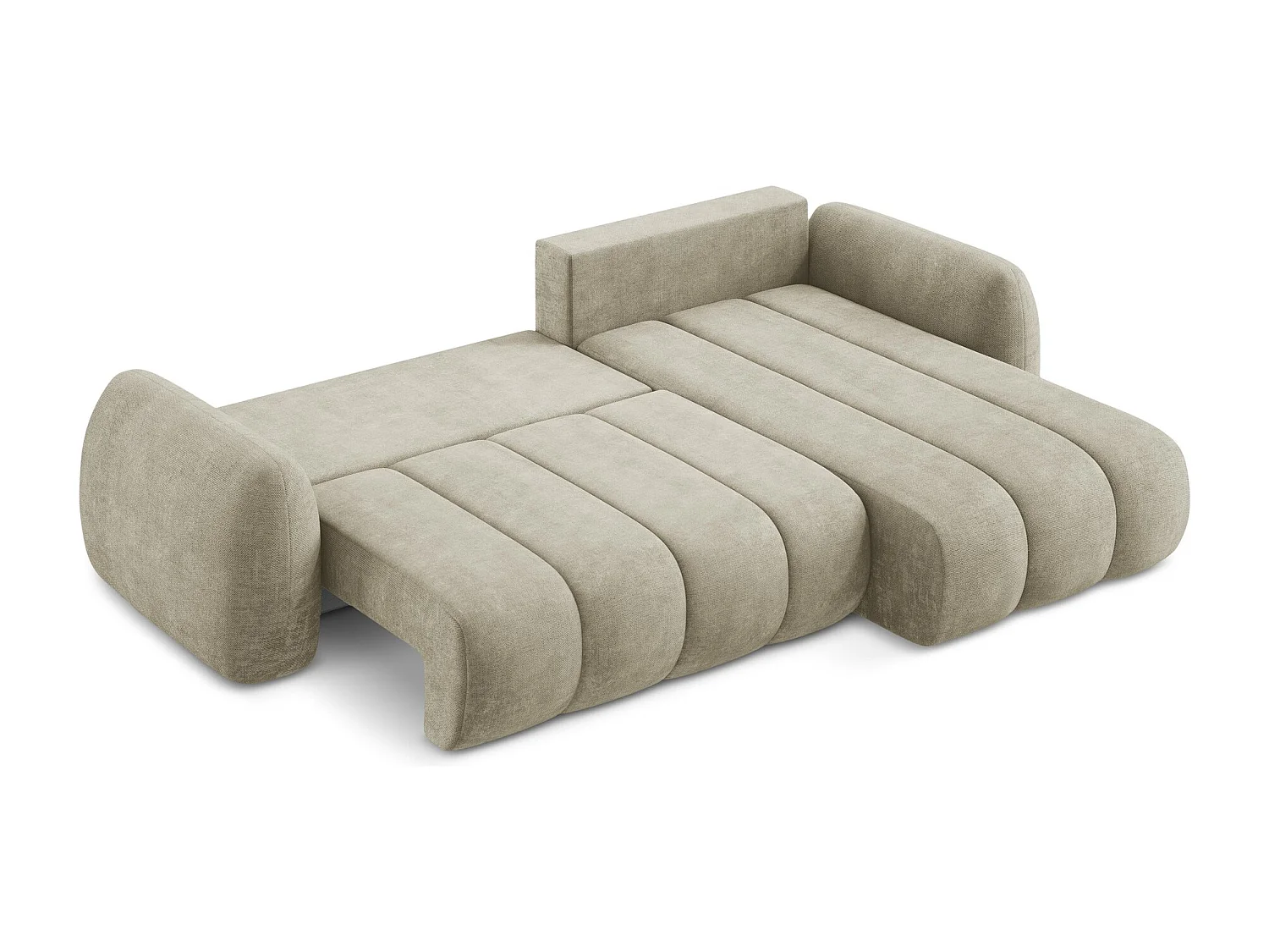 Canapé d'angle droit convertible en tissu chenille - beige - PELE