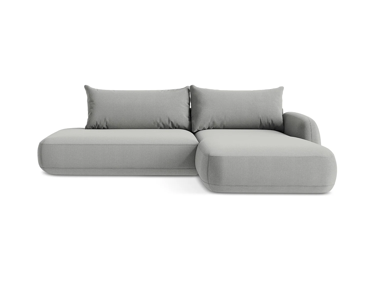 Canapé d'angle droit convertible en tissu texturé - gris clair - HALE