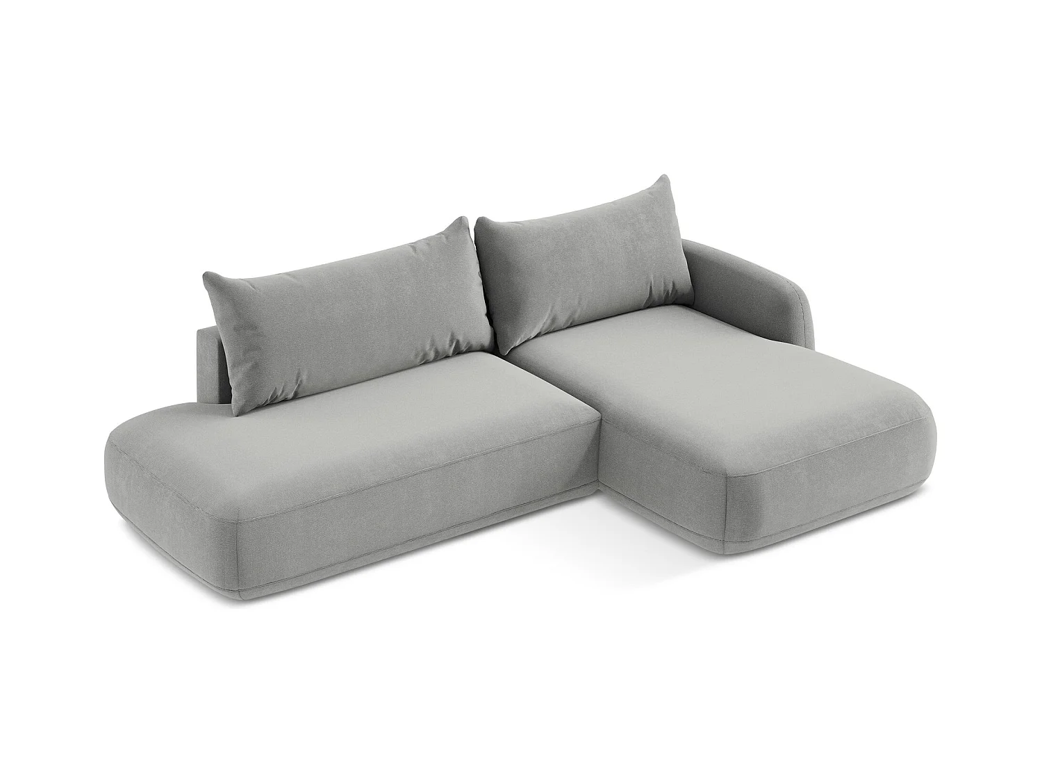 Canapé d'angle droit convertible en tissu texturé - gris clair - HALE