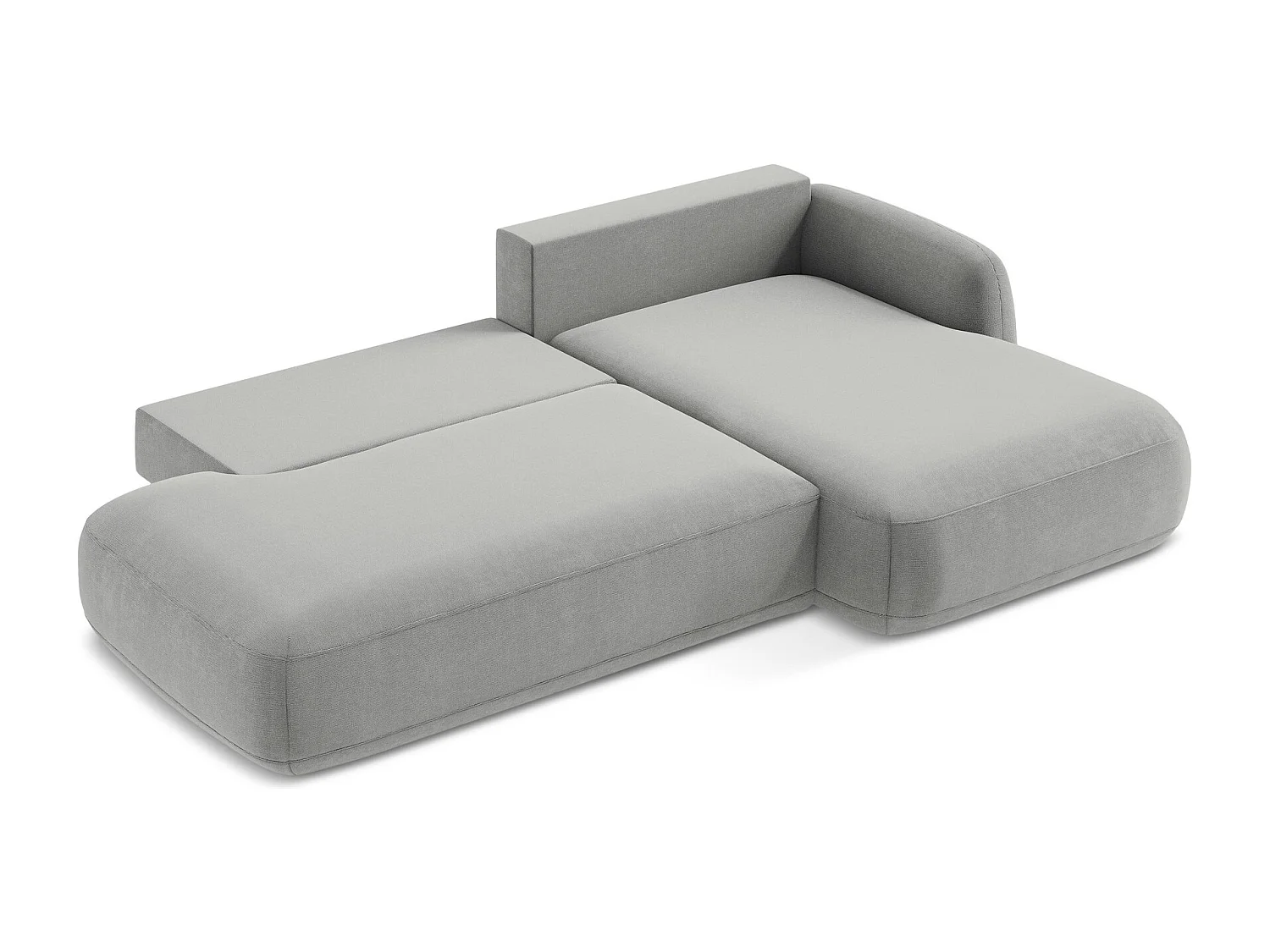 Canapé d'angle droit convertible en tissu texturé - gris clair - HALE