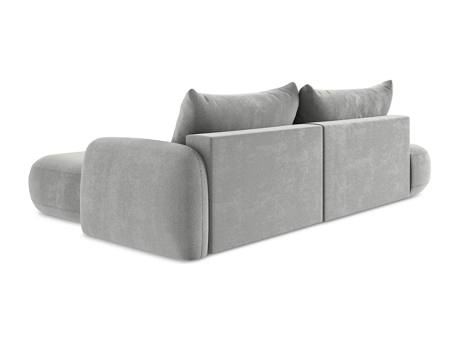 Canapé d'angle droit convertible en tissu texturé - gris clair - HALE