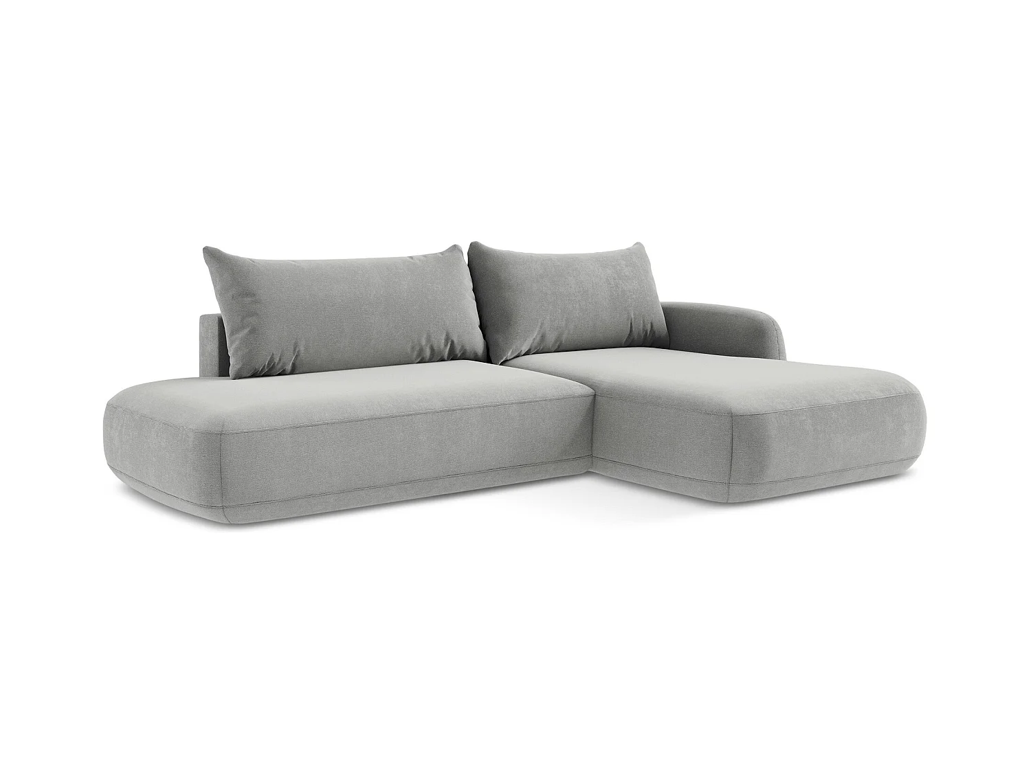 Ecksofa mit Schlaffunktion - Ecke Rechts - Strukturstoff - Hellgrau - HALE