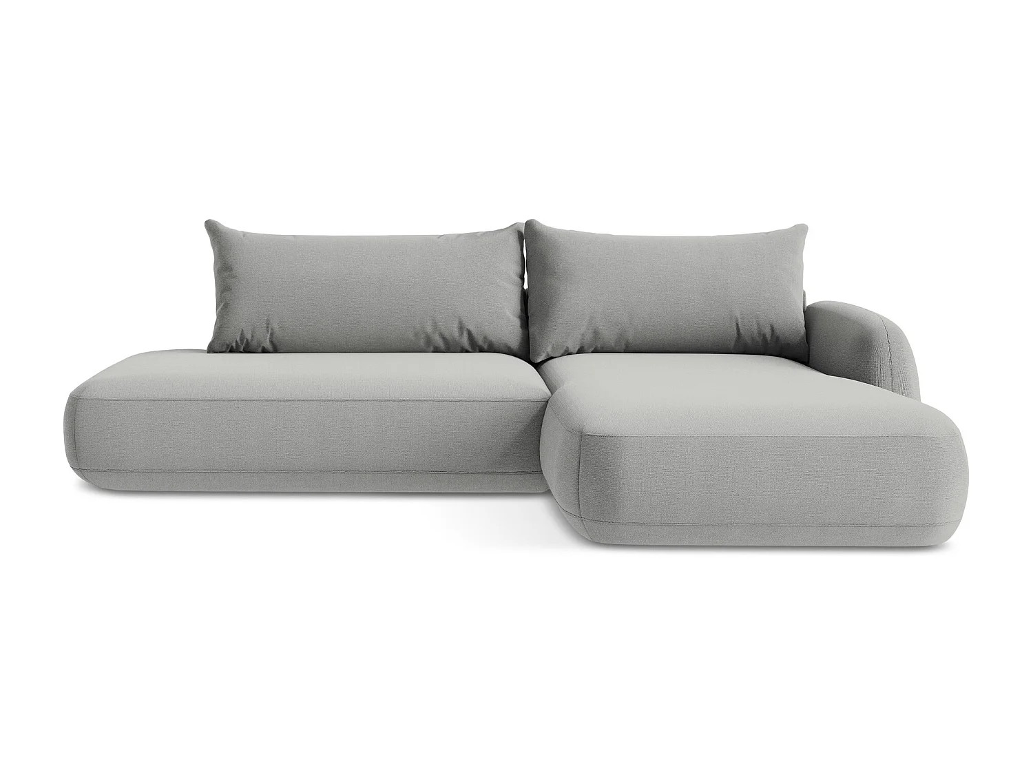 Canapé d'angle droit convertible en tissu texturé - gris clair - HALE