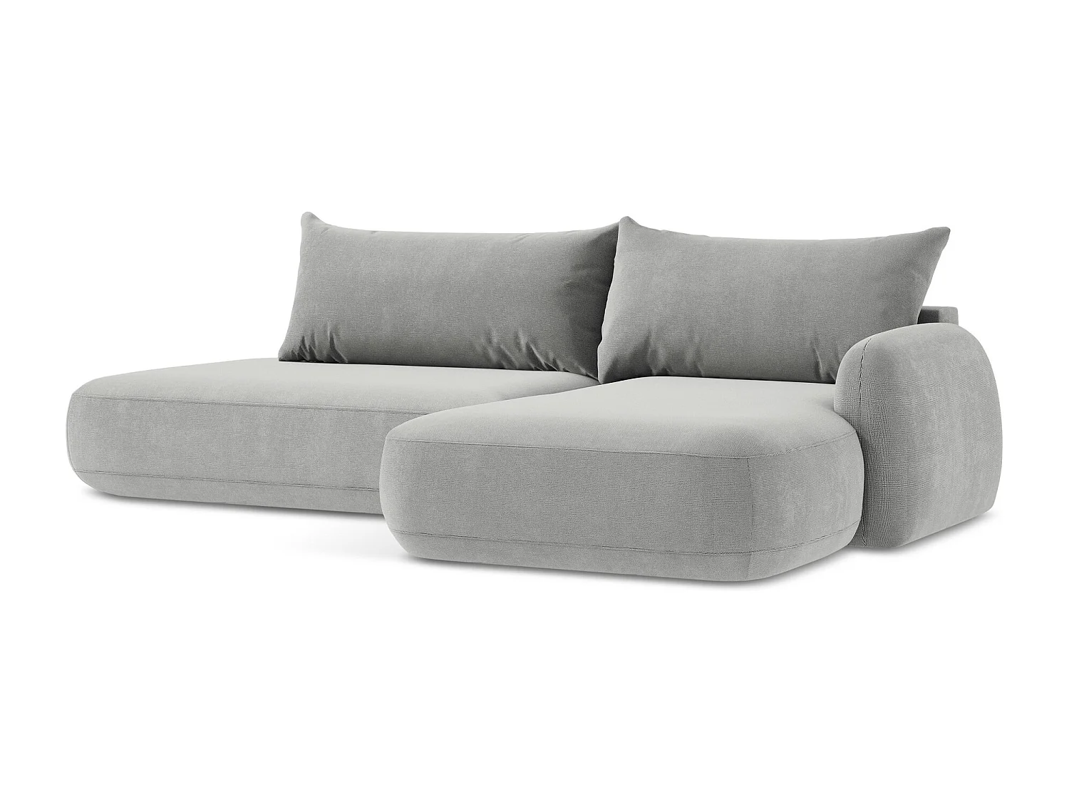 Canapé d'angle droit convertible en tissu texturé - gris clair - HALE