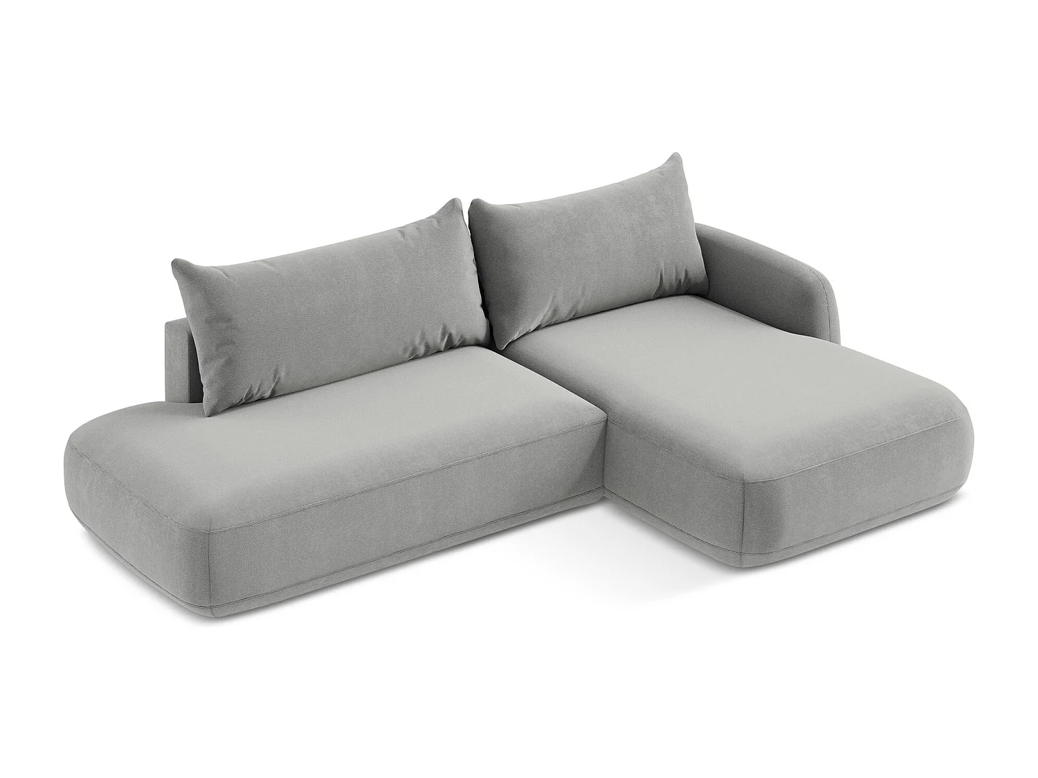 Canapé d'angle droit convertible en tissu texturé - gris clair - HALE