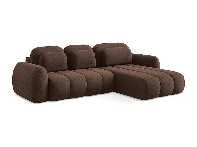 Ecksofa mit Schlaffunktion - Ecke Rechts - Bouclé - Taupe - PELE