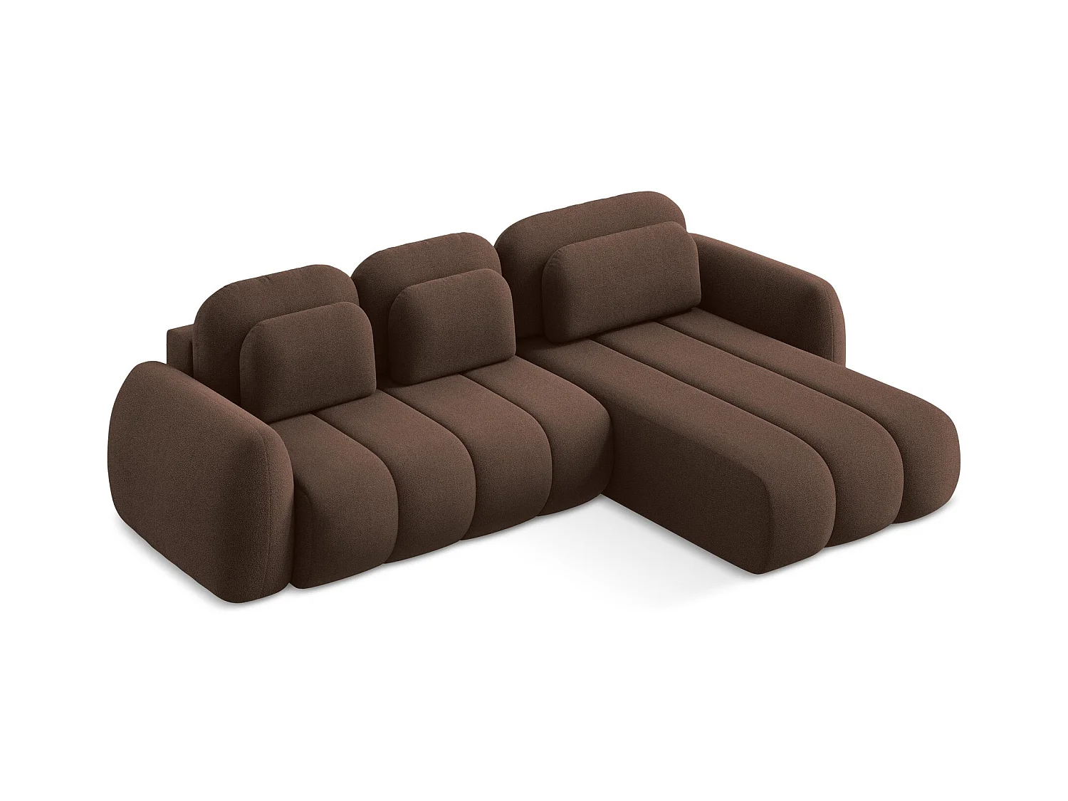 Canapé d'angle droit convertible en tissu bouclette - taupe - PELE