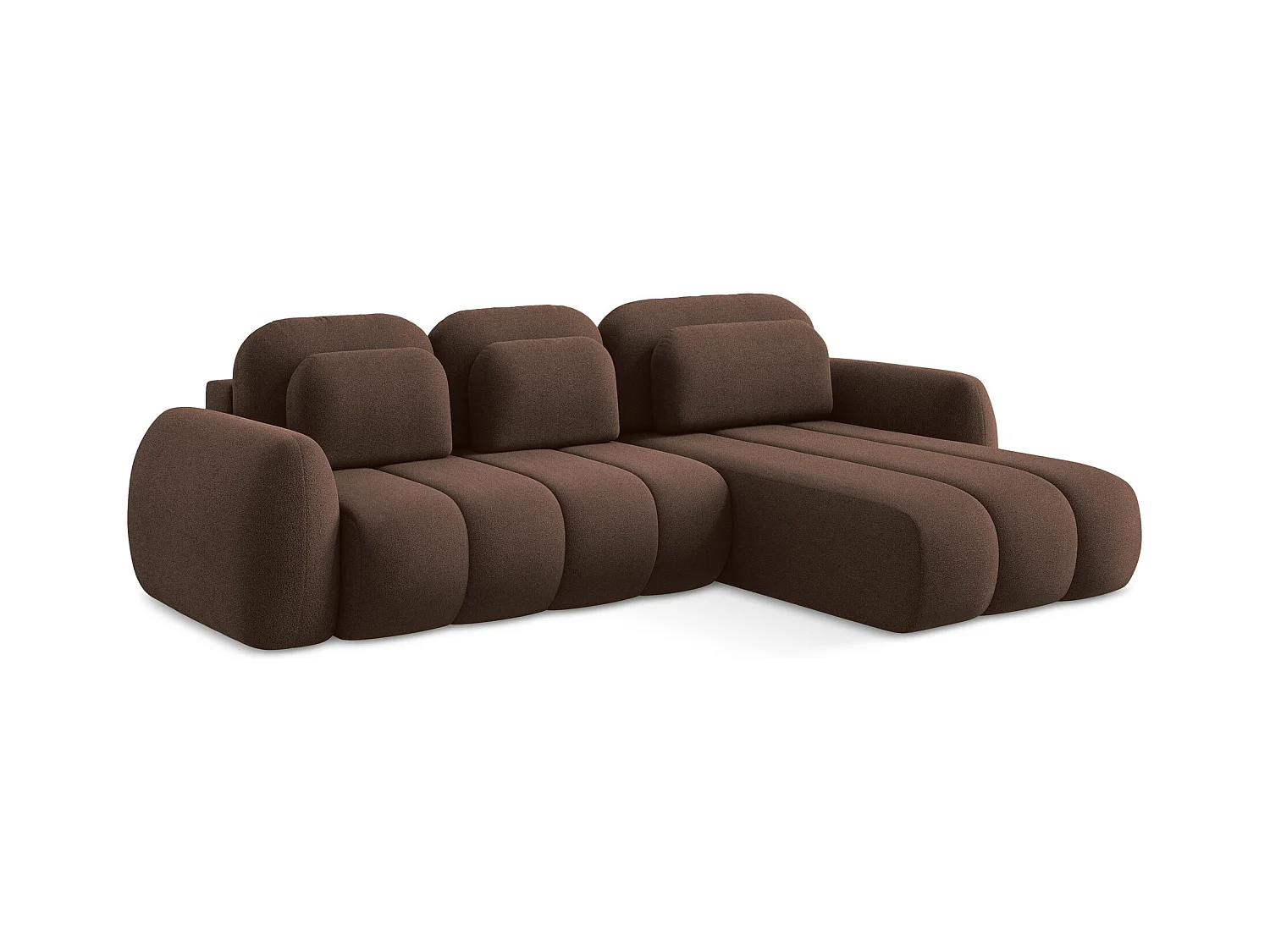 Ecksofa mit Schlaffunktion - Ecke Rechts - Bouclé - Taupe - PELE