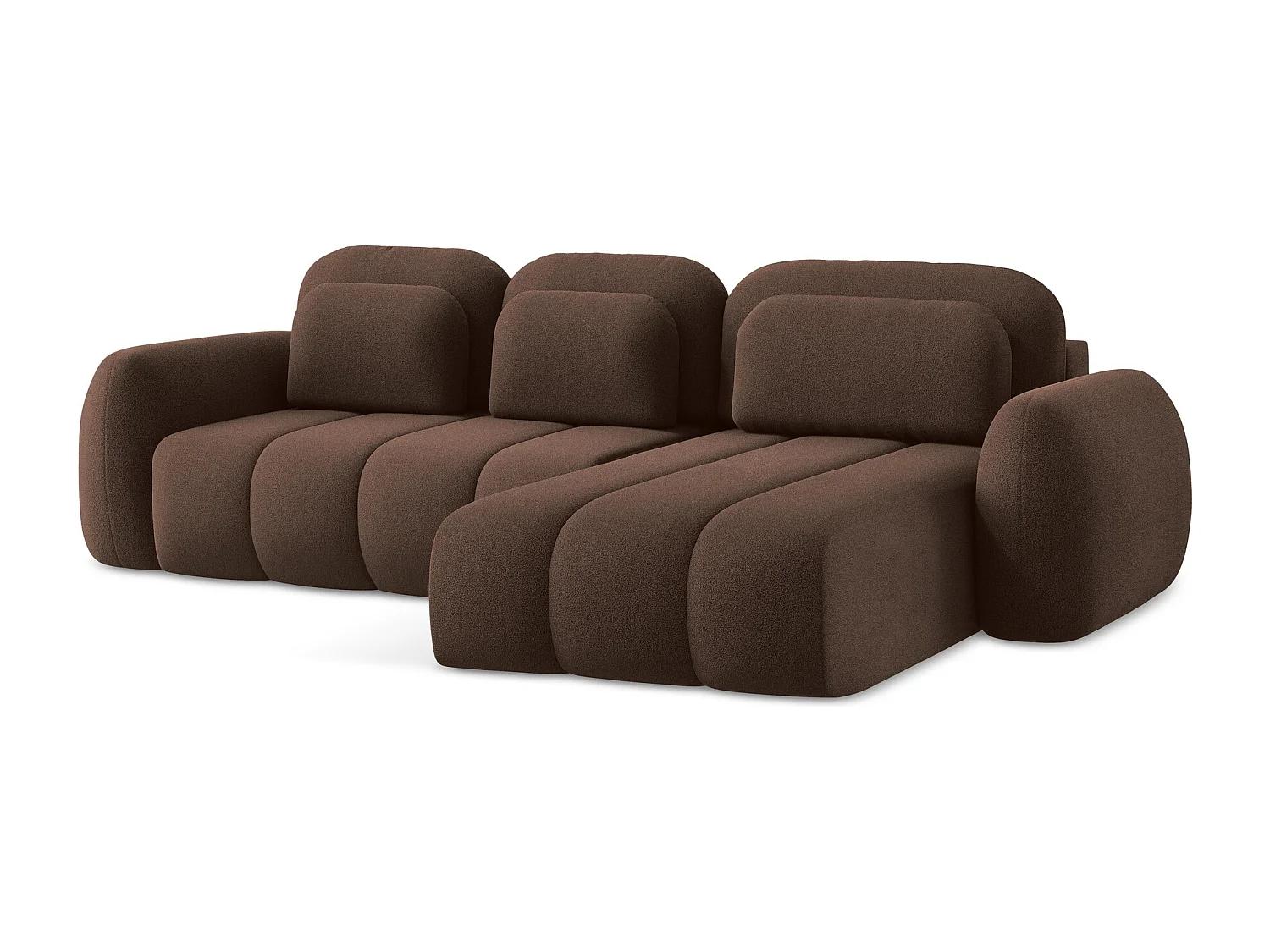 Canapé d'angle droit convertible en tissu bouclette - taupe - PELE