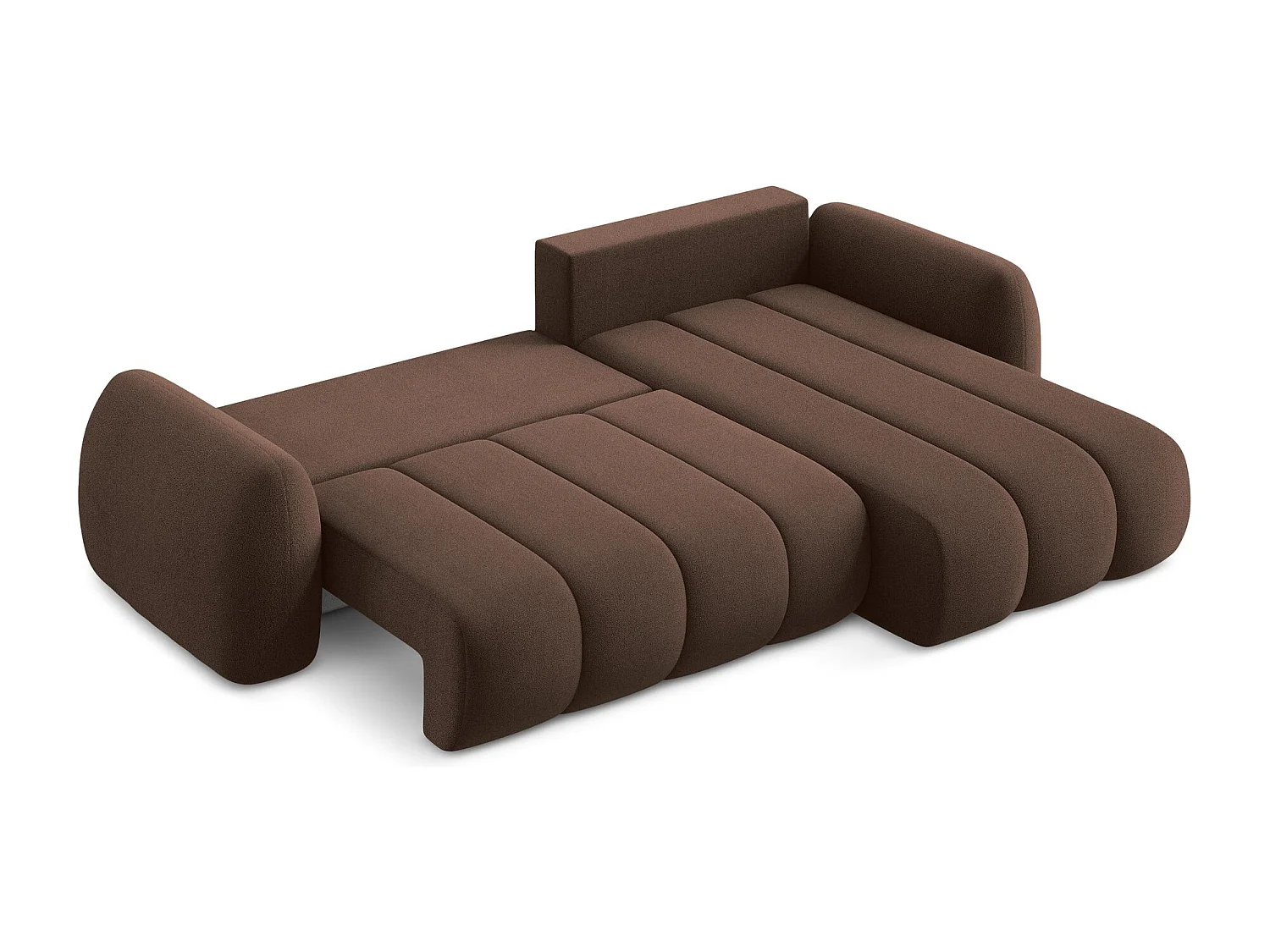 Canapé d'angle droit convertible en tissu bouclette - taupe - PELE