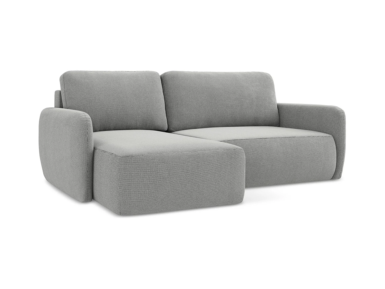 Canapé d’angle 2 places gauche convertible en tissu texturé - gris clair - LILO