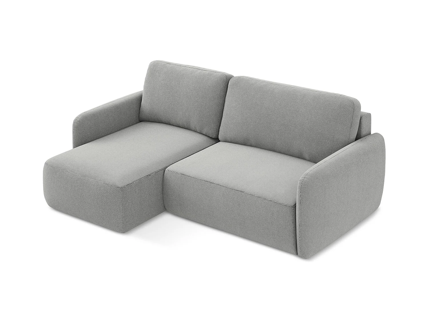 Canapé d’angle 2 places gauche convertible en tissu texturé - gris clair - LILO